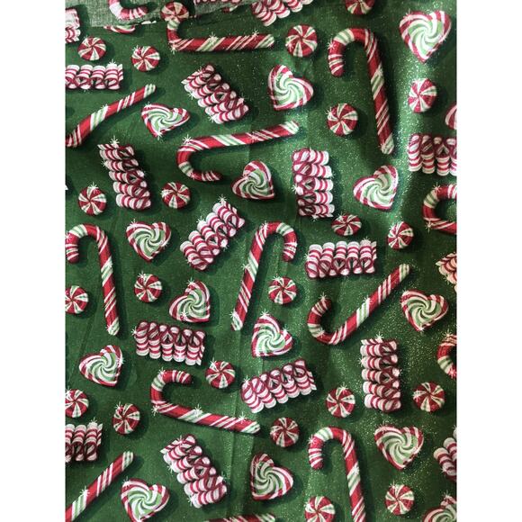 VINTAGE Handmade Christmas HOLIDAY TABLECLOTH. CANDY CANES 71”x55” Vibrant E4 - Picture 1 of 5